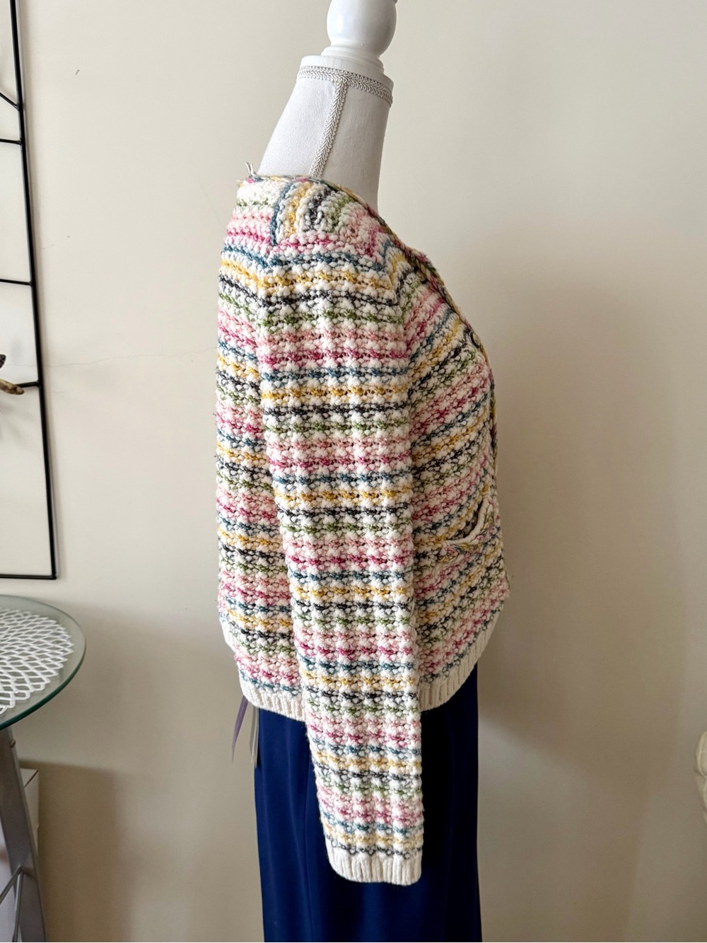 ba&sh Bianca Multicolor Striped Knit Cropped Cardigan Size Large - Picture 15 of 16